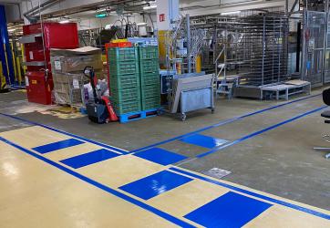 Marquage au sol sur un site agroalimentaire 