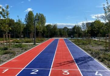 traçage et coloration d'une piste à 4 couloirs