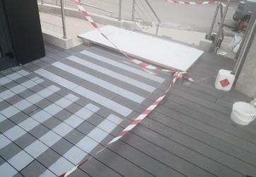 réalisation de bandes anti-dérapante sur terrasse en bois pour limiter la glissance