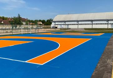 traçage et coloration de terrains de basket 3x3 en bourgogne