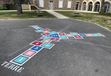 Traçage d'une marelle triple en couleurs