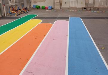 marquage d'une piste de jeu pour enfants