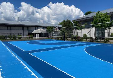 marquage au sol et coloration de 2 terrains de 3x3 en extérieur et une échelle de rythme