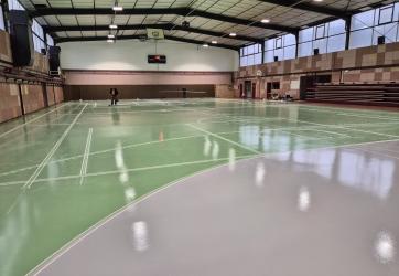 traçage d'un terrain de handball et coloration des zones en Isere 38 Grenoble